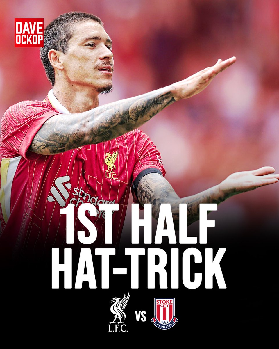 🚨 Liverpool lead 4-0 at half time in a friendly against Stoke City. Darwin Nunez with a 1st half hat trick.