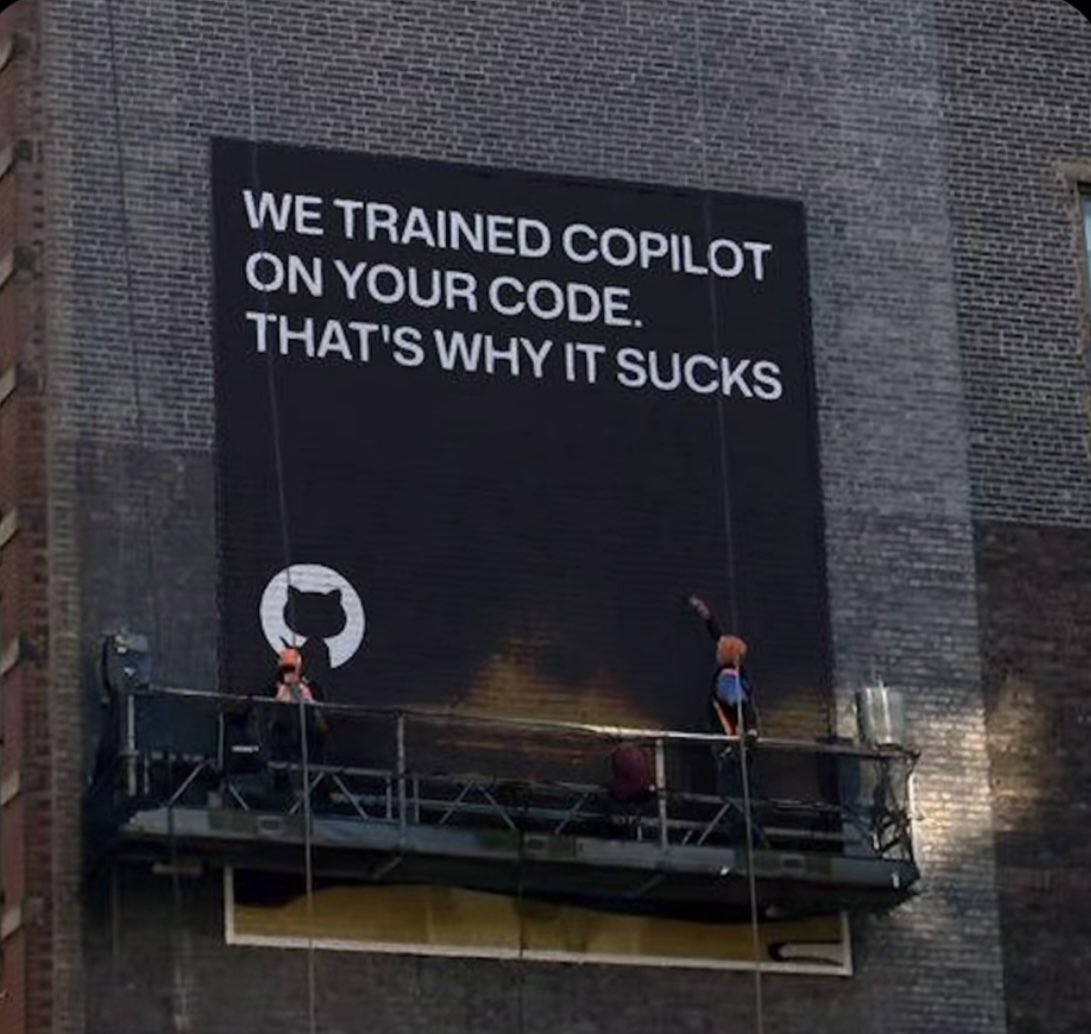 mprakhar1705's tweet photo. Ouch :'( 

#ai #artificialintellegence #copilot #github https://t.co/rM9Is8zJIj