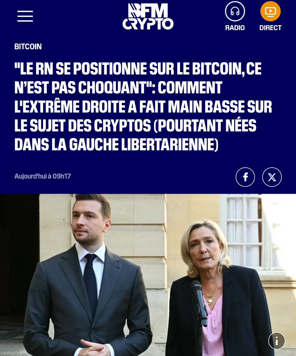 ⚠️ Une rectification s'impose: 

Le Bitcoin est né du mouvement cypherpunk, qui a pour but de garantir la vie privée des individus via la cryptographie. Le mouvement cypherpunk est étroitement lié à l'idéologie crypto-anarchiste, qui s'inscrit dans la tradition libertarienne de