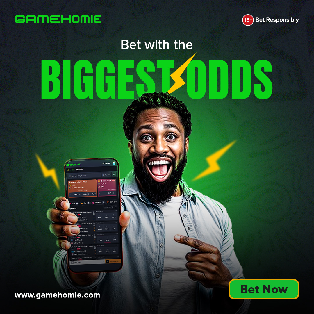 gamehomie_'s tweet photo. 💥 Go Big or Go Home!
Why settle for less when you can bet with the BIGGEST ODDS on Gamehomie?
One stake. Massive payout. 🎯💰

Think bold. Bet smart. Win big.

#Betwithgamhomie #BigOddsOnly #HighStakesHighRewards #BetBigWinBigger #SmartBets https://t.co/7qp7Dvekve