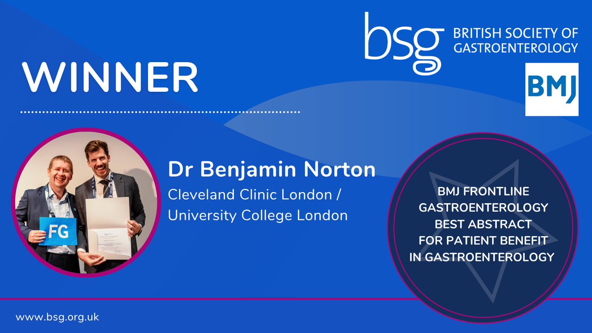 BritSocGastro's tweet image. 💡 Well done to Dr Benjamin Norton, awarded the BMJ Frontline Gastroenterology Prize for best abstract for patient benefit – making care better for all #BSGLIVE25 @FrontGastro_BMJ