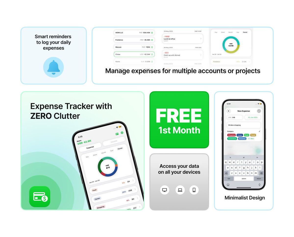 saifcodes's tweet image. 🚨 1 MONTH FREE – LIMITED TIME! 🚨
500 people. 3 days. That’s it. 💥
Get 1 month FREE of Expense Tracker, the ADHD-friendly app to stay on top of spending.
✅ Minimal
🔔 Smart Reminders
💼 Multiple Accounts
👉 apps.apple.com/redeem?ctx=off…
#adhd #indiedev #buildinpublic #iosdev