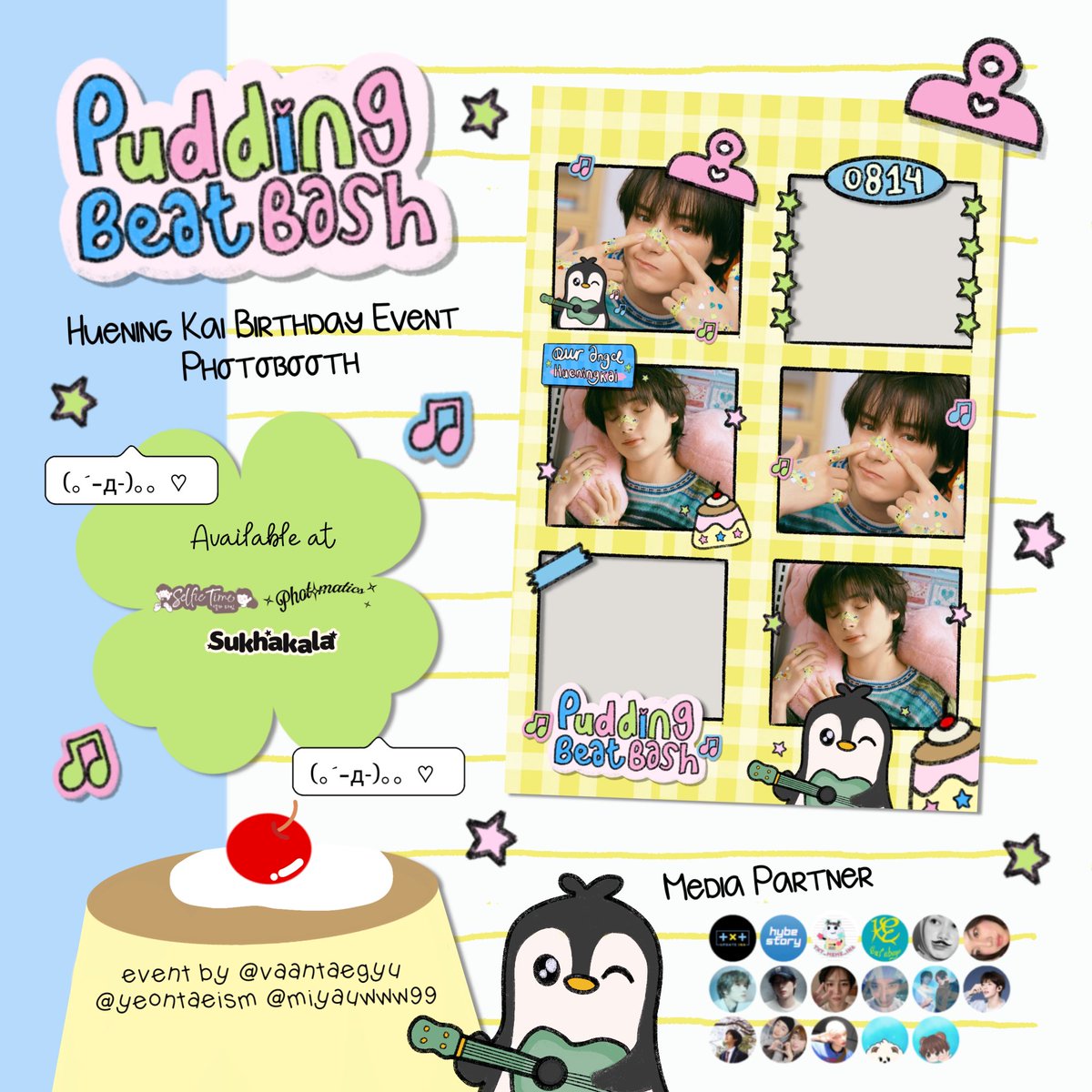 miyauwww99's tweet image. Pudding Beat Bash: Hueningkai 24th Birthday 🍮🎸🐧

Photobooth Frame Event by @vaantaegyu @yeontaeism @miyauwww99

📍 Available at Photomatic, Selfietime, Sukhakala
🗓 1 - 31 Agustus 2025 

don't forget to tag us with tags 
#PuddingBeatBashHyuka if you use our frame  &amp;gt;3&amp;lt;