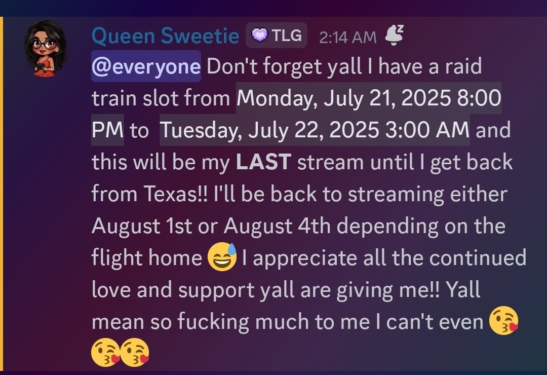 TheHelloSweetie's tweet image. For those not in the ✨️ discord ✨️ also I always silent ping whenever im up at 2am because yes 💅 the times are Hawaii-Aleutian Standard Time sorry for making yall do timezone math ❤️😅