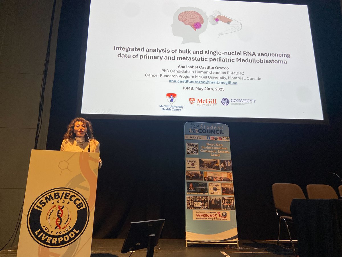 iscb_scs's tweet image. 📢 One of the Incredible presentations delivered by Ana Isabel Castillo Orozco,as she shared the molecular contrasts between primary and metastatic pediatric medulloblastoma — merging insights from bulk and single-nuclei RNA sequencing at #SCS2025 🌟
#ISMB2025 #Genomics