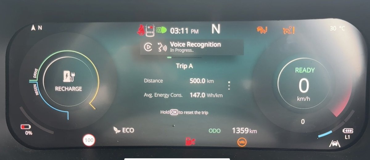 BunnyPunia's tweet image. Tata Harrier EV Range Test
Now this is the image a lot of you wanted to see. Here it is.
Starting SOC : 99%
Ending SOC : 0%
Distance : 500km
Efficiency : 147 wh/km
Variant : QWD
While the video drops this coming week, here is what the Tata Harrier EV QWD managed with two…