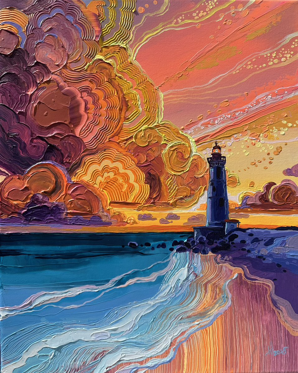 amtrusova's tweet image. acrylic, canvas 40*50 cm «Lighthouse of the Northern Sunset»
When I think of the northern coast of France, Normandy always comes to mind — its wind, its vastness, the rugged cliffs, and the lighthouses that light the way at dusk.
This painting is like a musical chord made of…