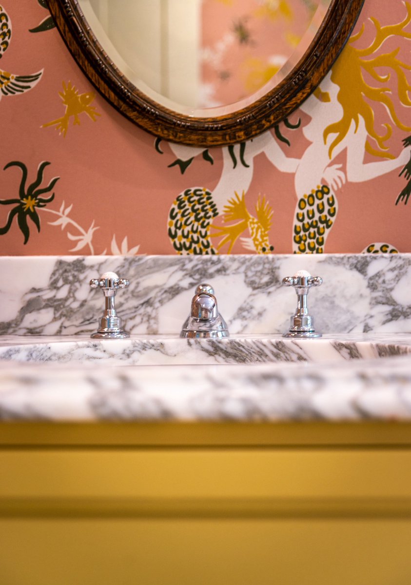 dobuildUK's tweet photo. This room doesn’t ask for attention. It owns it.

With pink walls, sea creature wallpaper, mustard joinery, and a marble basin, this bathroom is proof that personality and precision can share the same space

#bydobuild #dobuild #fineconstruction #CIOB #BIID #TheList https://t.co/VdKYdzUnZ3