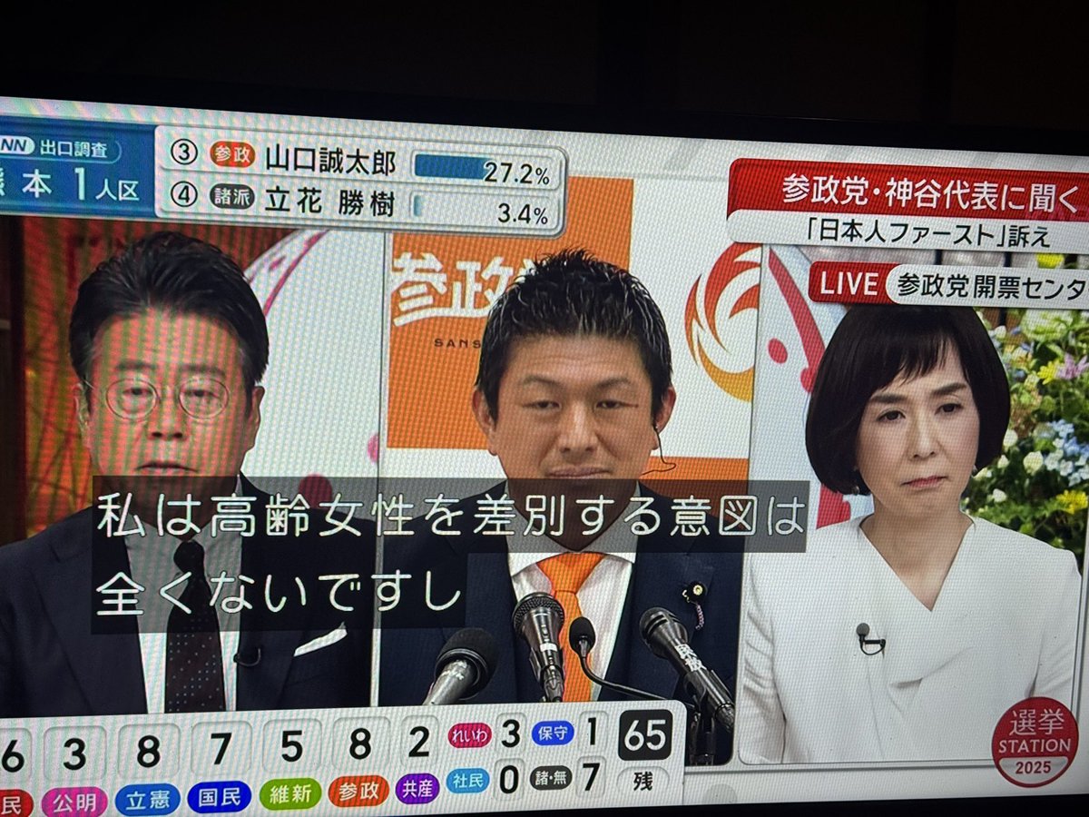 mekeko8358's tweet image. テレ朝、高齢女性は子どもを産めない発言で神谷代表を責めながら大下アナを並べて映すのエグい
参政党よりテレビ朝日が最低じゃない？