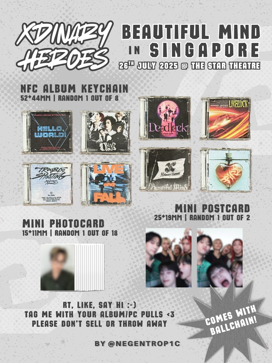 negentrop1c's tweet photo. xdinary heroes beautiful mind in singapore freebies by @negentrop1c ✨

☆ nfc album keychain 
☆ tap your phone to listen on spotify 🎧
☆ 1:1 until i run out
☆ time &amp; loc updated in qrt

more details + sample below ❣️
#XdinaryHeroesinSG #BeautifulMindinSG https://t.co/02ki8j58cu