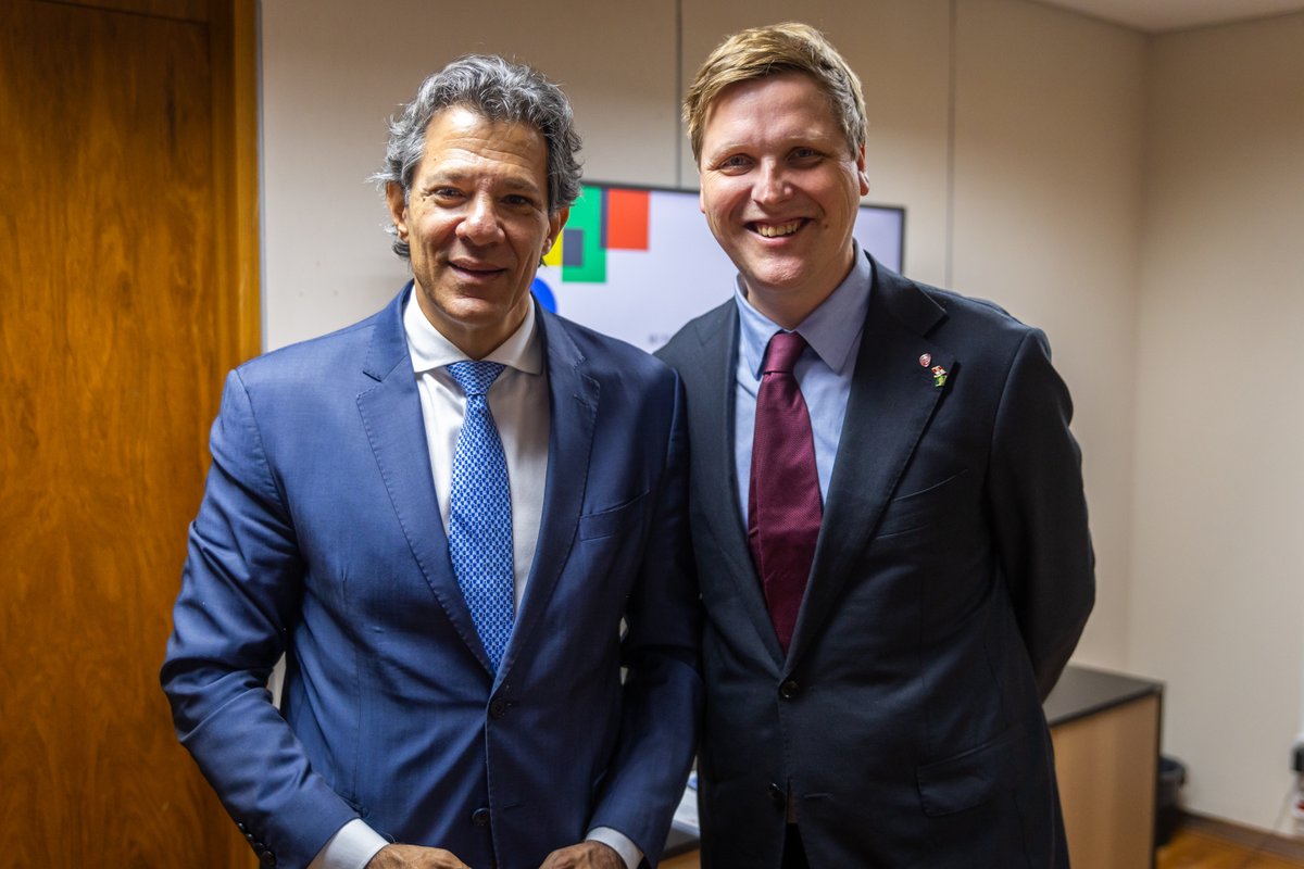 NorwayMFA's tweet image. Productive meeting with Brazil's finance minister @Haddad_Fernando this week. We discussed shared commitments to protecting the multilateral system, the Amazon & work for sustainable development. Strong partnerships are key to our common future.