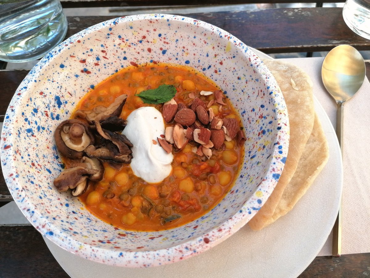 Veganharmony's tweet photo. A nourishing earth bowl with lentils, chickpeas, shiitakes and almonds from My Mother's Daughter. 

Love this place for wholesome food 😍

#veganfood https://t.co/y67JDWzFCg