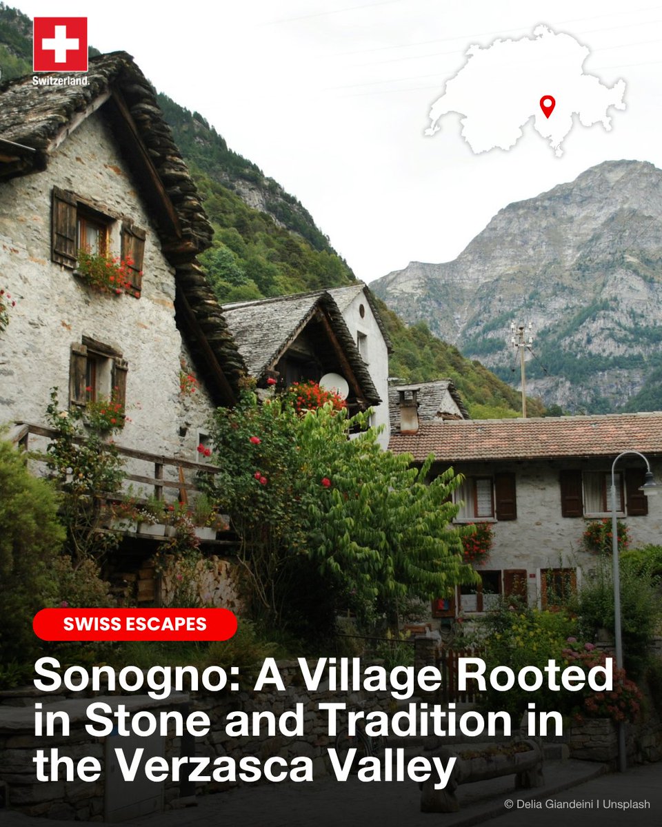AbtSwitzerland's tweet image. Where time slows and traditions live on: welcome to Sonogno. 🇨🇭
The last village in the Verzasca Valley preserves all the authenticity of a traditional Ticino village: stone houses adorned with flowers, cobbled alleys, and a peaceful central square. 🌼
ℹ️…