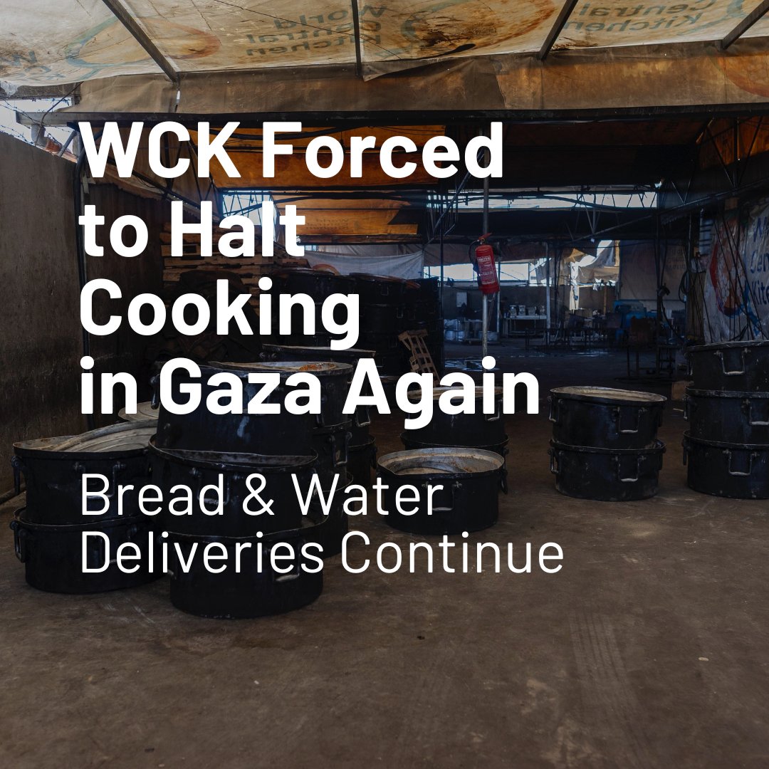 WCKitchen's tweet image. Our teams in Gaza have again run out of food to cook. We have finished all the stock in hand, and our trucks are stuck at the border. We are continuing to bake bread and deliver water. But the people of Gaza still need a hot meal. Yesterday, we served 80,000+ meals—and we are…