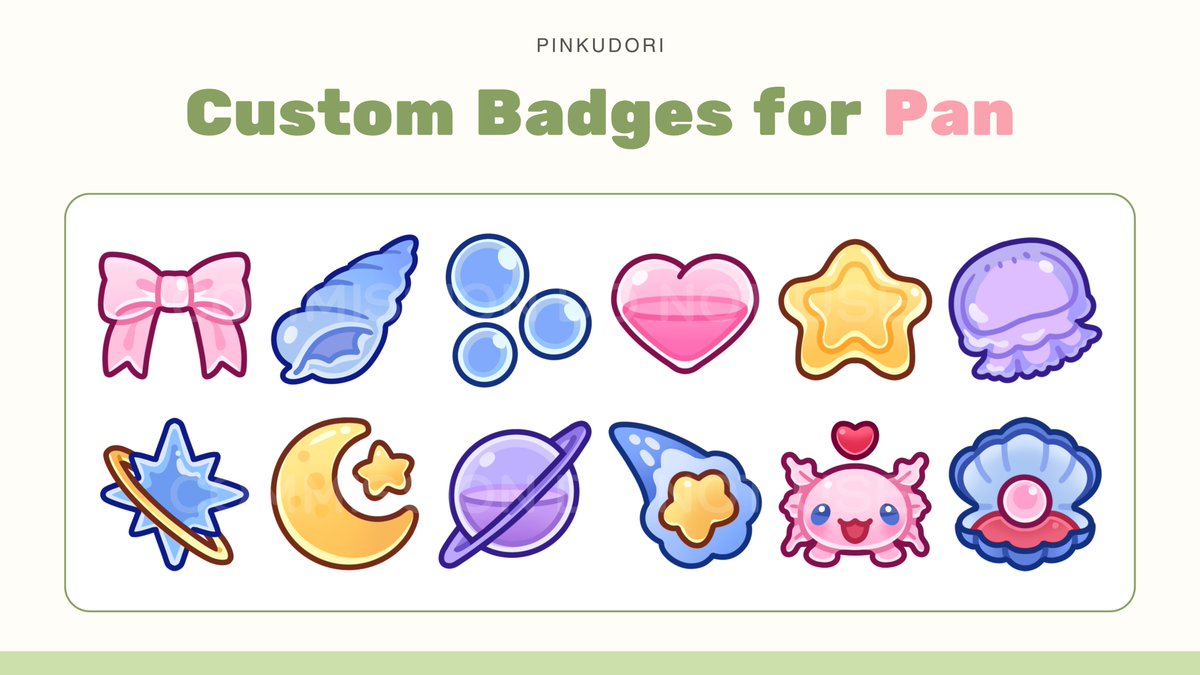 pinkudorii's tweet photo. custom sub badges for @Panikku33๐ชผ๐ซ thank you so much for the support pan !!
#commission #commsart https://t.co/LY4hsh5xO6