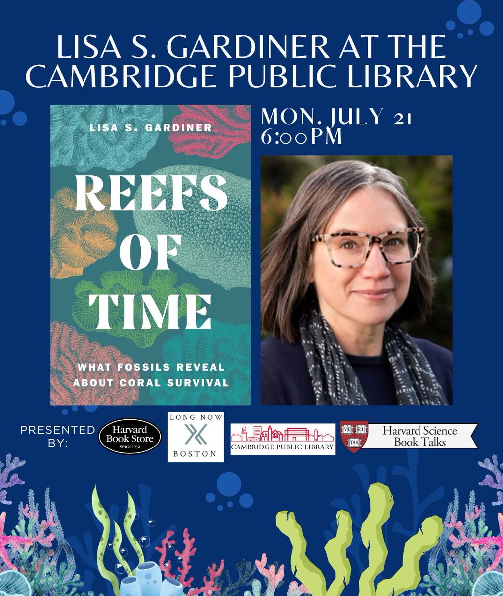 HarvardBooks's tweet image. 📅 Mon. 7/21 @ 6PM: Calling all fossil fans and coral-heads: there's still time to RSVP (for free!) for our event with Lisa S. Gardiner at the CPL for her new book "Reefs of Time: What Fossils Reveal about Coral Survival". Learn more and RSVP here: buff.ly/rKqu0gn