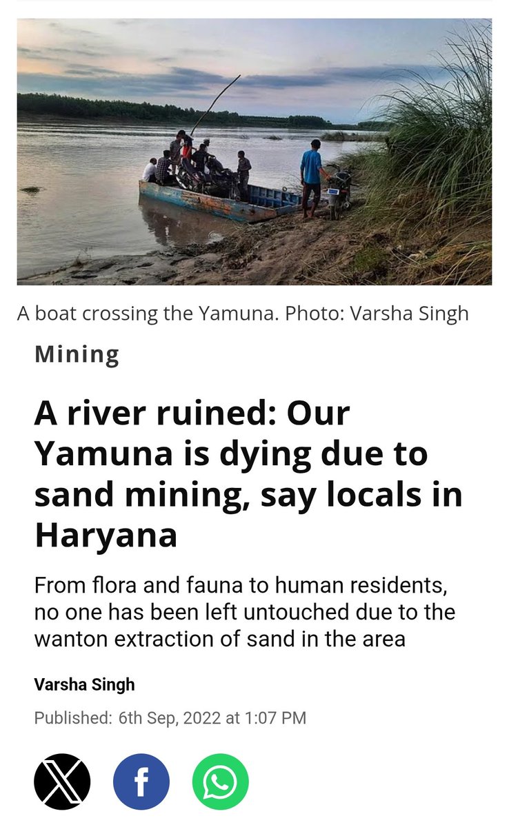 Under Namami Gange (2015–2022) Rs4438 Cr was sanctioned for 26 projects, incl 1837 MLD STPs for the Yamuna basin (HP, Har, Delhi, UP).

Rs 6857 Cr spent (2017–2021) to clean Yamuna in Delhi.
Without addressing the real factors killing the river. 15/16 downtoearth.org.in/mining/a-river…