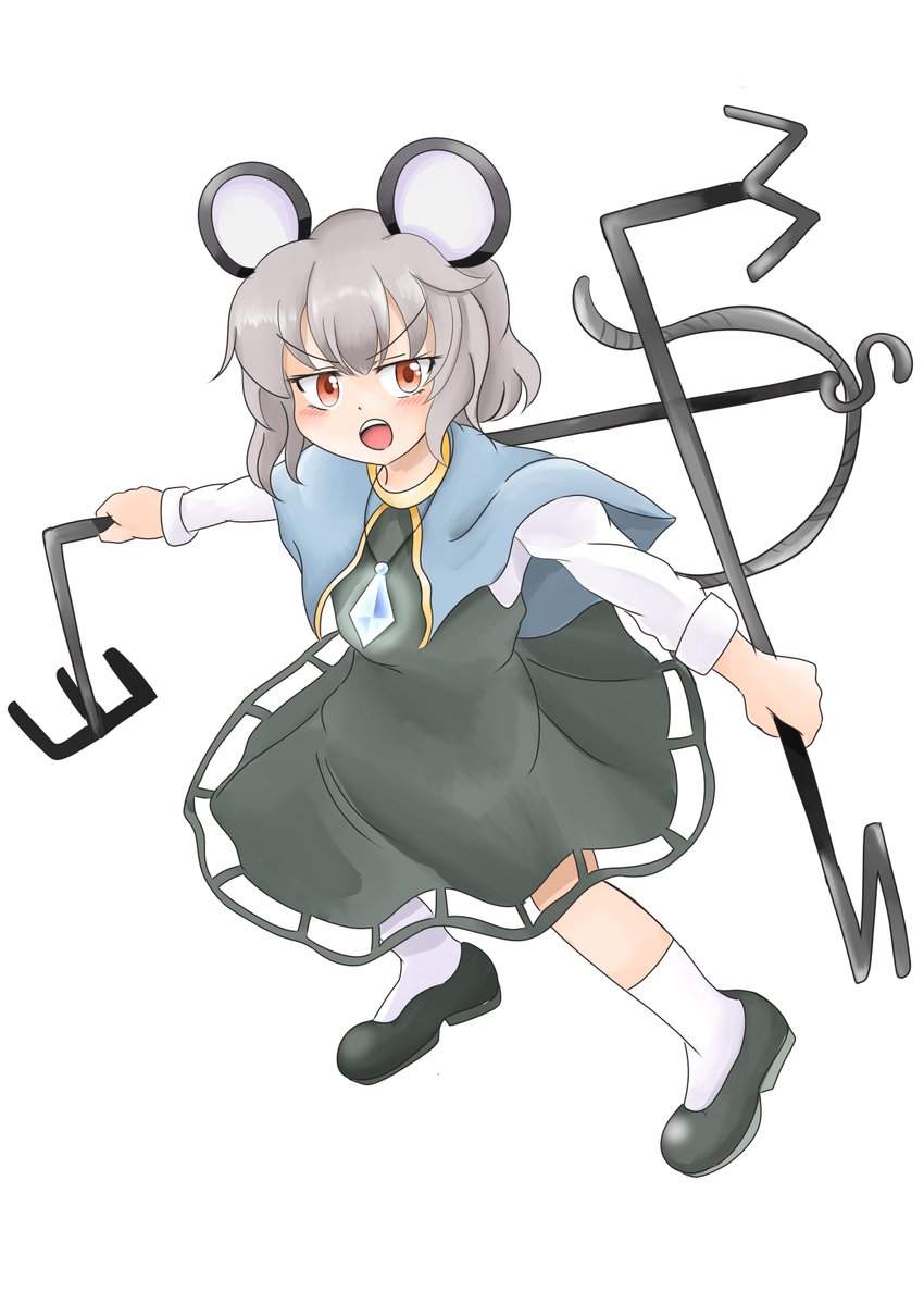 samurai7744's tweet image. #7月20日はナズーリンの日 
ナズーリンバトルマンガを描くことを
強いられているので
練習もかねて臨戦態勢のナズーリンさん描きました