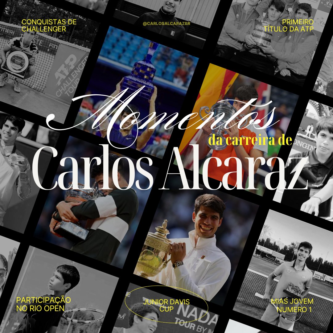 carlosalcarazbr's tweet image. Momentos marcantes da carreira de Carlos Alcaraz Garfia — a thread ♡