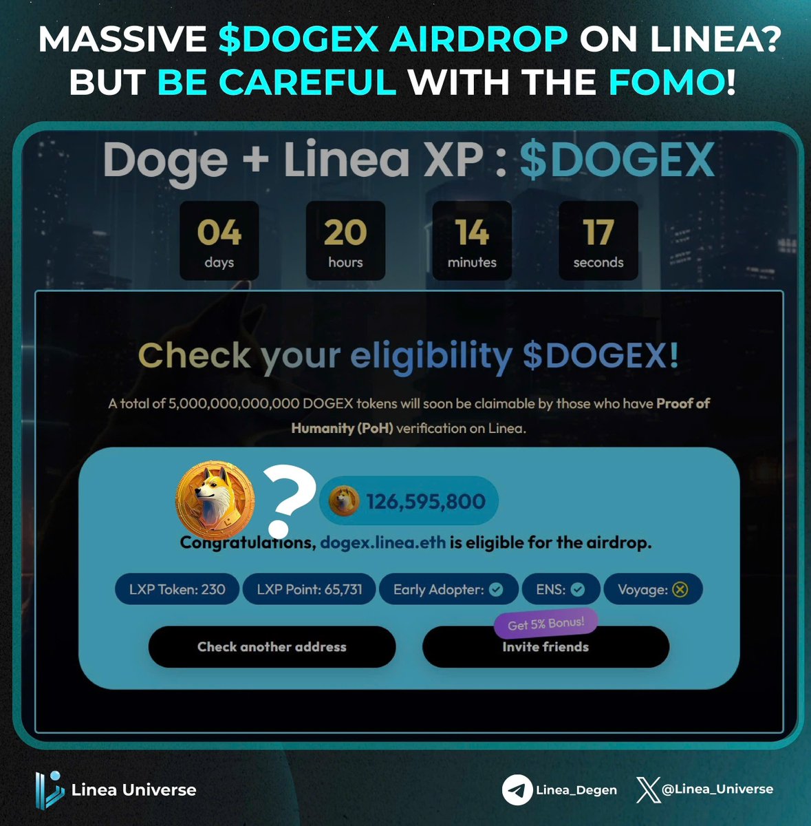 Linea Universe 🦊 (@linea_universe) on Twitter photo ⚠️ Warning the <a href="/LineaPoint/">Linea Point NFT</a> team is actually behind the $DOGEX project. Please be cautious! 🫢
#OnLinea #Warning ⚠️ Warning the <a href="/LineaPoint/">Linea Point NFT</a> team is actually behind the $DOGEX project. Please be cautious! 🫢
#OnLinea #Warning
