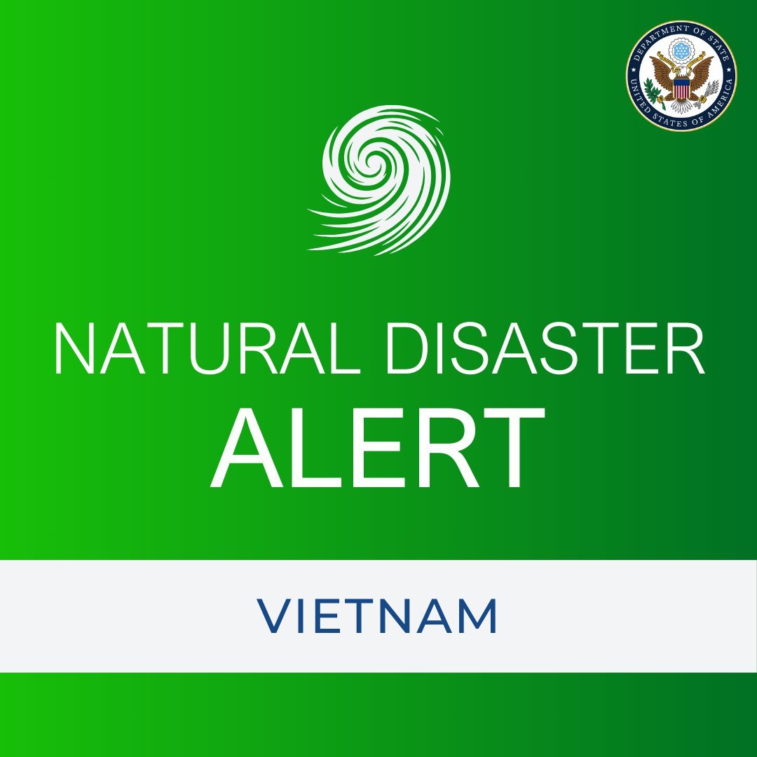 TravelGov's tweet image. Northern Vietnam: Typhoon Wipha is approaching Vietnam. The severe typhoon may bring heavy rain and strong, damaging winds to affected areas starting Monday, July 21. Extensive flooding and mudslides may occur in some areas. Wipha is likely to affect the sea and mainland of the…