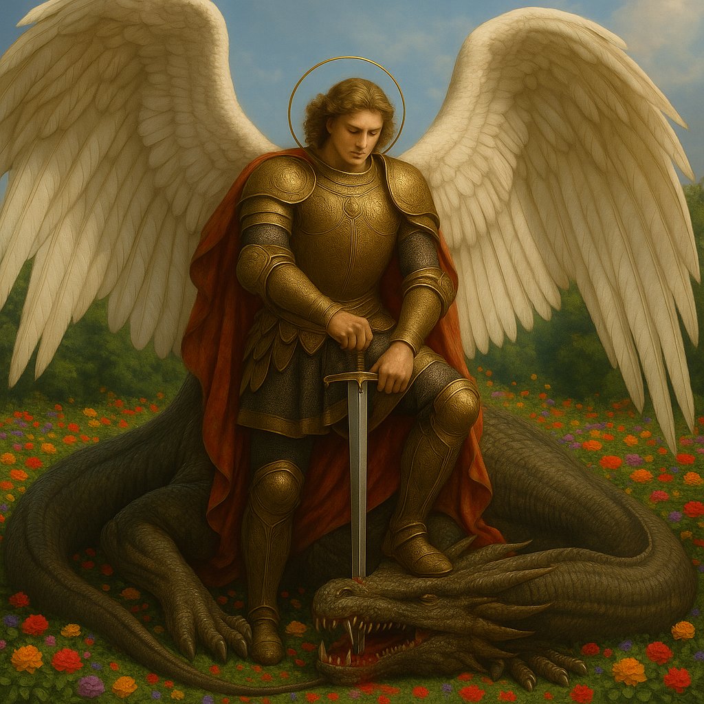 RequeteDelRey's tweet image. Et factum est prælium in cælo: Michael et angeli eius præliabantur cum dracone…
(Ap 12,7)
San Miguel no es sólo una figura devocional: es el abanderado del Reino en guerra. Viste la armadura de la Verdad, blande la espada de la Justicia, y aplasta con su pie al dragón de la…