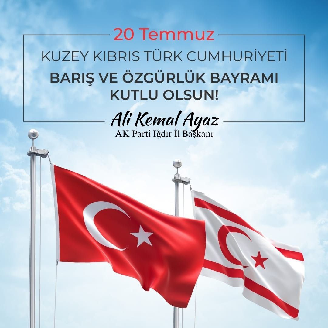 Kıbrıs Barış Harekâtı’nın 51. yıl dönümünde; aziz şehitlerimizi rahmetle, kahraman gazilerimizi minnetle anıyorum.

20 Temmuz 1974, Kıbrıs Türkü’nün onur ve özgürlük mücadelesinin adıdır.

Barış ve Özgürlük Bayramı’nı yürekten kutluyor, bu kutlu mirası daima onurla taşıyacağımızı