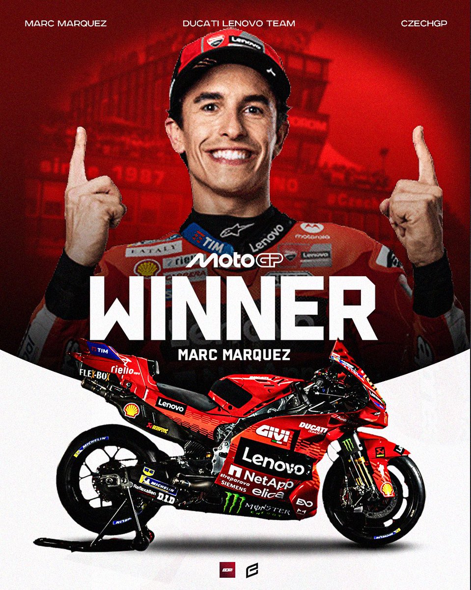 everythingmrace's tweet image. Business as usual at Brno for Marc Marquez
He wins in Czechia and becomes the first Ducati to win five Grands Prix in a row 💪
Joining him on the podium are Marco Bezzecchi and Pedro Acosta
#MotoGP