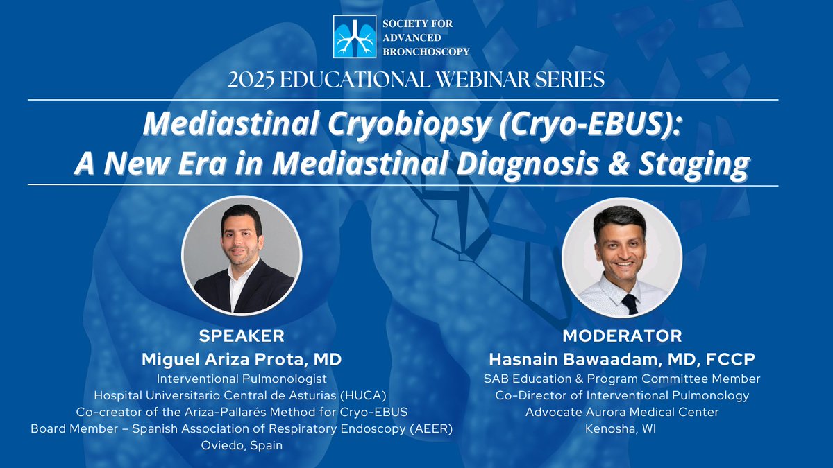They said it couldn’t be improved.
But we did it. Ariza-Pallarés 3.0 is here.

🔬 A new, precise way to biopsy the mediastinum.
🚀 Welcome to the C-CryoEBUS era.

🎥 Full webinar soon.
Thanks <a href="/SABronchoscopy/">SAB</a> 🙌