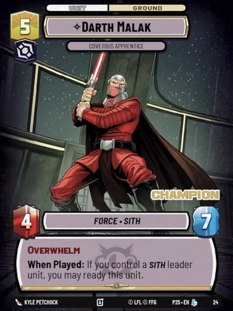 kyleP_Art's tweet image. New Star Wars Unlimited art reveal! This is the last alternate organized play PQ (Planetary Qualifier) card that I worked on for the fifth set of @UnlimitedFFG Legends of the Force is out now! #starwars #starwarsunlimited #tcg #lucasfilm #fantasyflightgames #darthmalak #sith #art