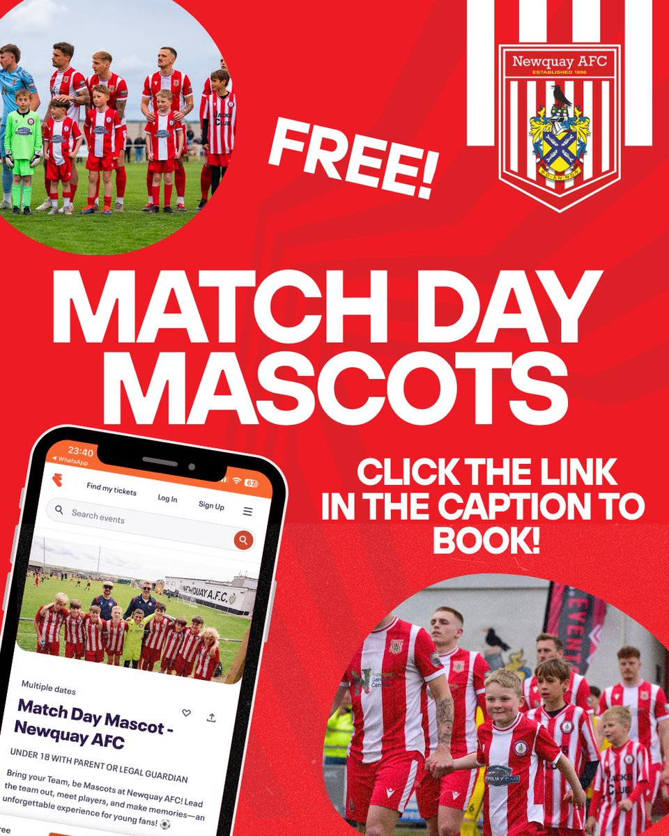 Newquay AFC (@newquay_afc) on Twitter photo โฝ๏ธ Your Team Could Be Match Day Mascots for Newquay AFC! โฝ๏ธ
Looking for an unforgettable day out for your youth football team? Give them the chance to be Match Day Mascots for Newquay AFC! ๐
๐๏ธ Book now: eventbrite.com/e/match-day-maโฆ
๐ Walk out with the first team
๐ธ Pitch-side โฝ๏ธ Your Team Could Be Match Day Mascots for Newquay AFC! โฝ๏ธ
Looking for an unforgettable day out for your youth football team? Give them the chance to be Match Day Mascots for Newquay AFC! ๐
๐๏ธ Book now: eventbrite.com/e/match-day-maโฆ
๐ Walk out with the first team
๐ธ Pitch-side