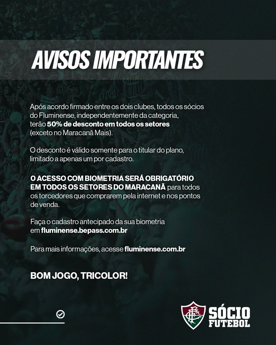 SocioDoFlu's tweet image. É DOMINGO DE CLÁSSICO NO MARACA! 🇭🇺 #DiaDeFlu
➡️ Se liga nas informações importantes para a partida de hoje!