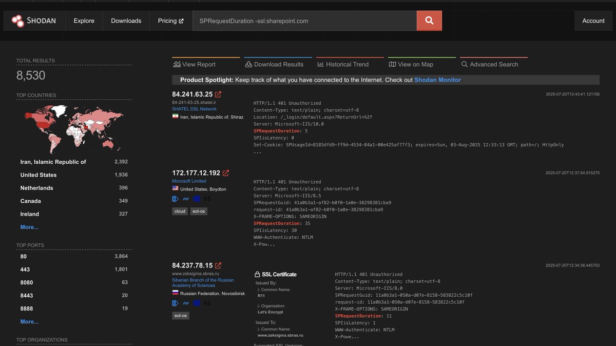 Looks like there's about 8K Sharepoint servers in the world in <a href="/shodanhq/">Shodan</a>