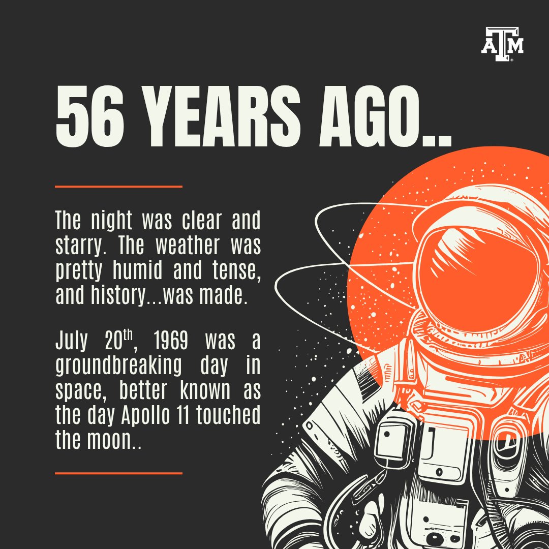 TAMUPhysAstr's tweet image. Can you believe how long ago Apollo 11 was? If you were alive during the launch in 1969, where were you the day it touched the moon? Let us know in the comments!🚀 🌑
#TAMU #Apollo11 #Space #Astronomy