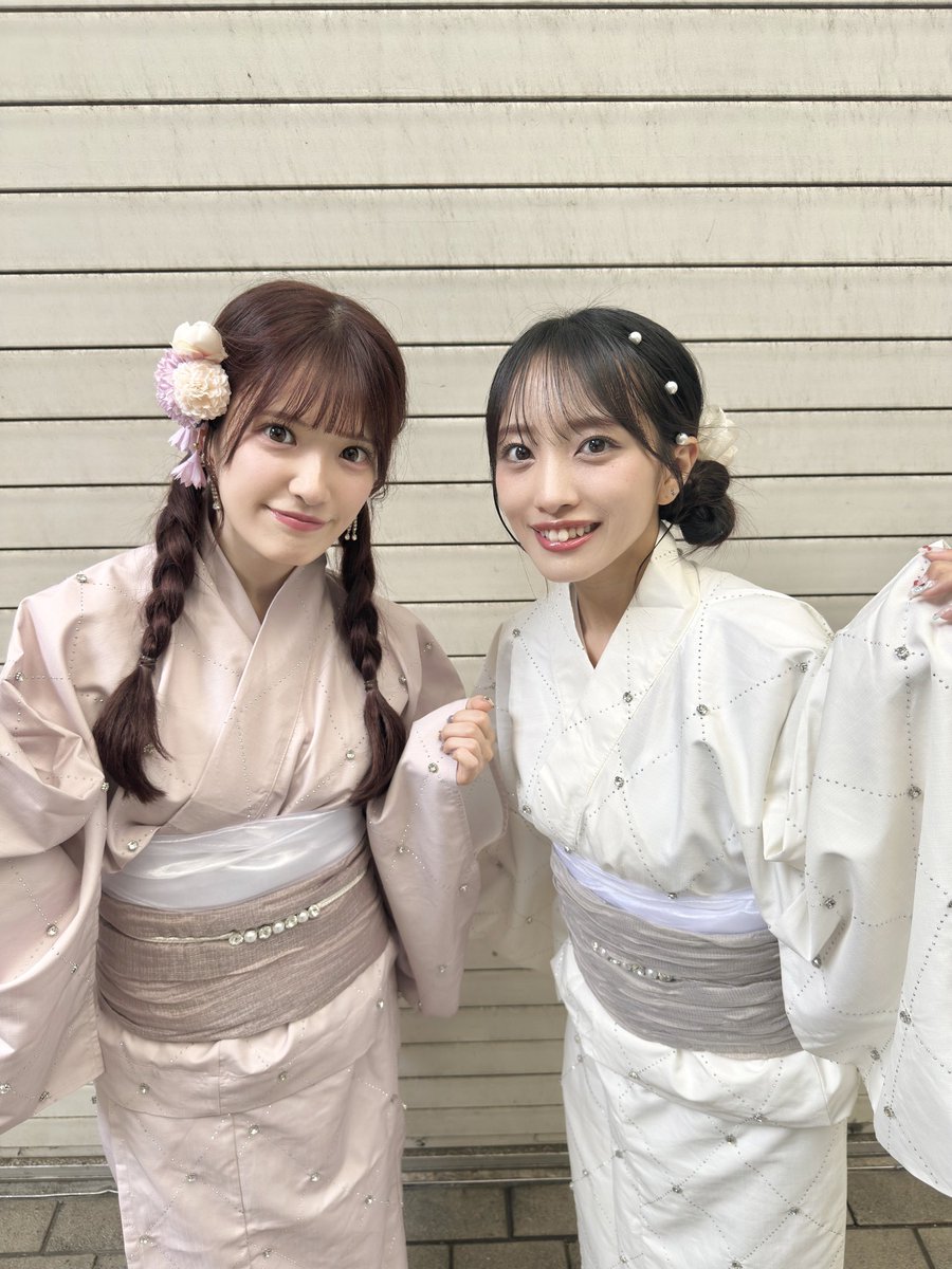 muto_orin's tweet image. #Oh_my_pumpkin 
個別握手会1日目ありがとうございました！
おんちゃんと浴衣着たよ〜👭👘🍑🤍
双子コーデ楽しかったぁ⸜( ˶ ̇ᵕ​ ̇˶)⸝ #おりおん