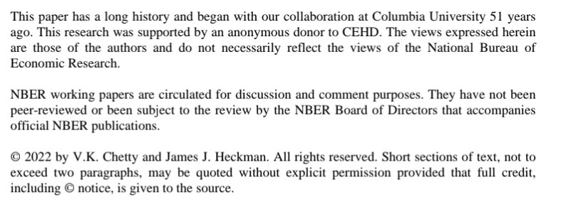 florianederer's tweet image. TIL that Jim Heckman, who is super critical of some of Raj Chetty's work, actually co-authored with Raj Chetty's father as recently as 2022 as part of a 51-year collaboration.