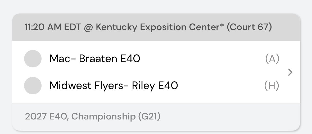 Last game of the year today, and just so happens to be the <a href="/Elite40boys/">Elite 40 League (Boys)</a> circuit championship!
<a href="/macboyshoops/">Mac Boys Basketball Aau</a> <a href="/MacBasketballUA/">Mac Basketball</a>