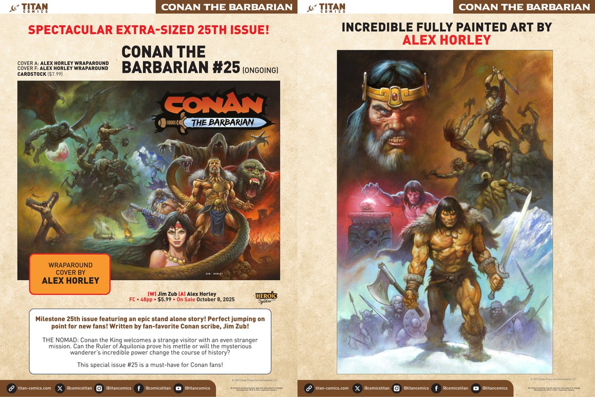 JimZub's tweet image. Arriving in October:
CONAN THE BARBARIAN #25, our oversized fully painted anniversary issue!