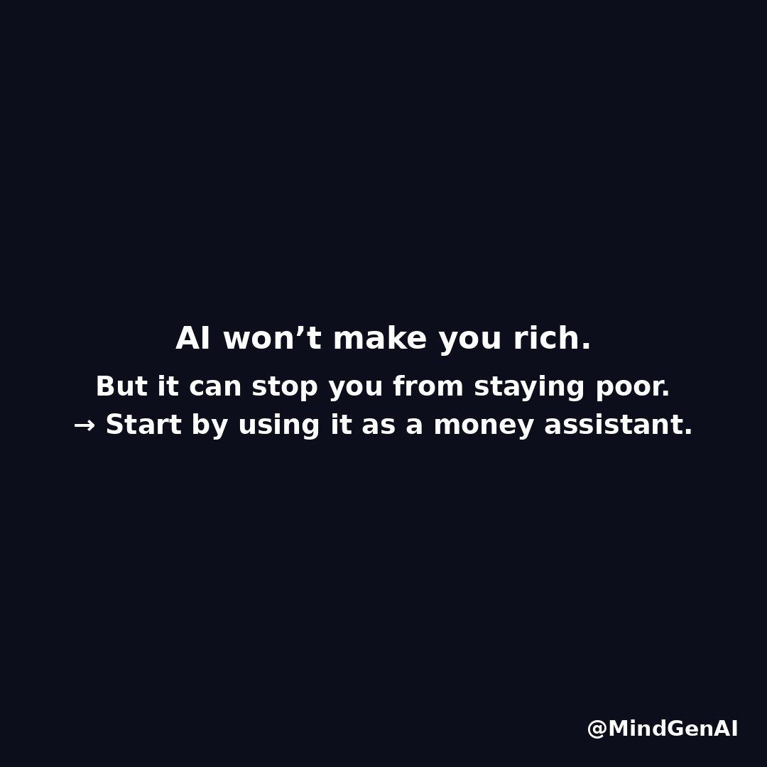 MindGenAi0401's tweet image. AI won’t make you rich.
But it can stop you from staying poor.

These 4 prompts turn AI into your money assistant:

#AI #FinanceTools #MoneyMindset