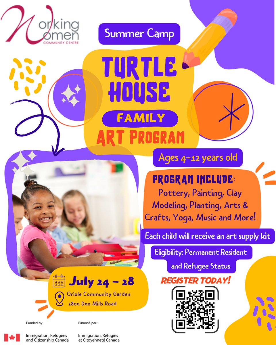 🎨 FREE Family Art Program – Tomorrow!
Join us July 21–28 at Oriole Community Garden!
Fun art activities for families with PR or Refugee status.
🕙 10am–2pm
📍 2800 Don Mills Rd
✅ Register: forms.office.com/r/1JsS642zmw