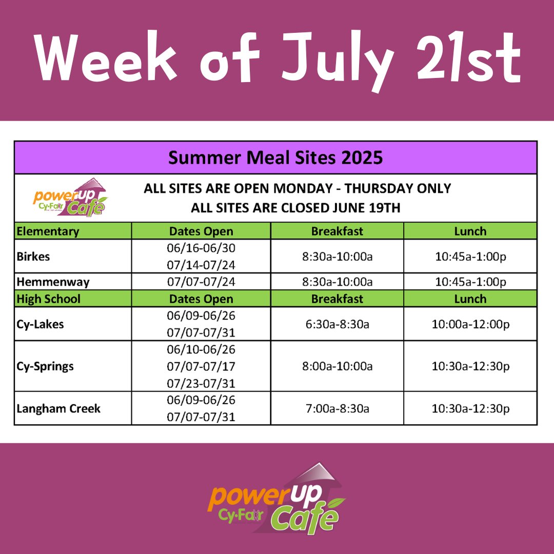 PowerUpCafe's tweet image. It's National Ice Cream Day! Take a visit to your local creamery and plan some time to eat no-cost meals at breakfast and lunch this week for your 18 and under students! Make sure to check out our shortened up-to-date sites that are open!