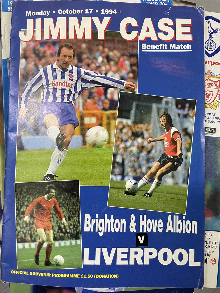 thegilbertros's tweet image. Just found this programme in my collection.
What a team Liverpool brought down for the testimonial.
Finally, shame we don’t get many testimonial matches these days, I guess footballers are so handsomely paid, they don’t need one last benefit game. #BHAFC #LFC