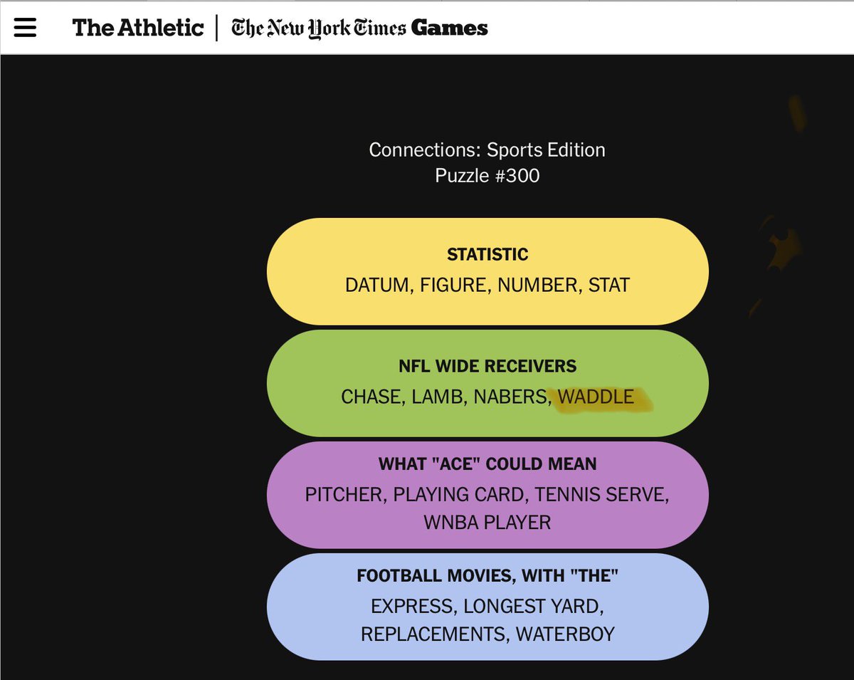 TracyButlerABC7's tweet image. Today’s sports #connections #puzzle I’m gonna go with “Waddle” being @TWaddle87 @ESPN1000 in today’s edition @WaddleandSilvy though I suppose it could be Jaylen.