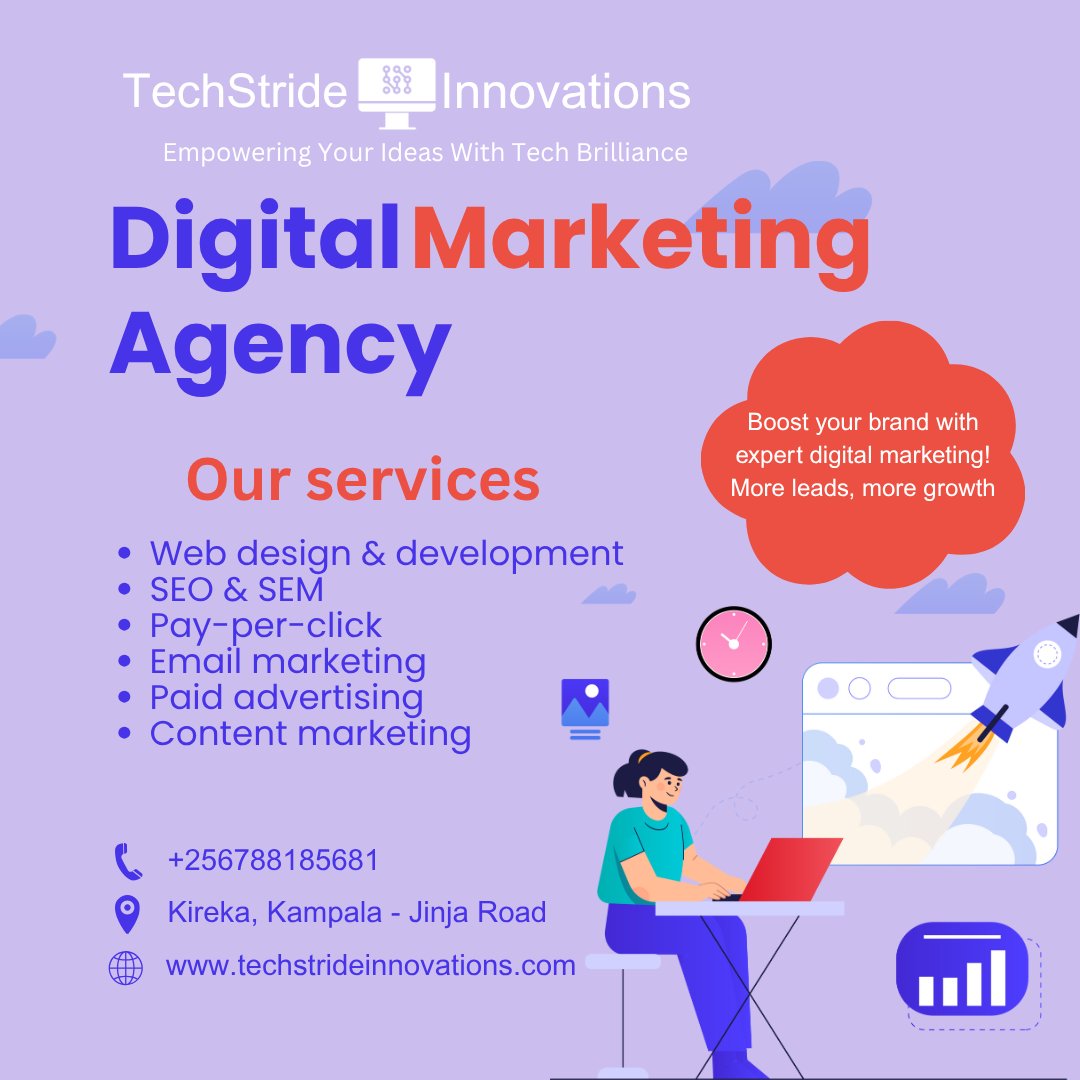 Techstride96633's tweet photo. Ready to level up your online presence? 🚀 TechStride Innovations is your go-to Digital Marketing Agency! We help you boost your brand, get more leads, and achieve real growth.✨ Let's grow together! DM us or visit https://t.co/I226eM6Dye today. #DigitalMarketing #GrowYourBrand https://t.co/tqS89qQ8pl