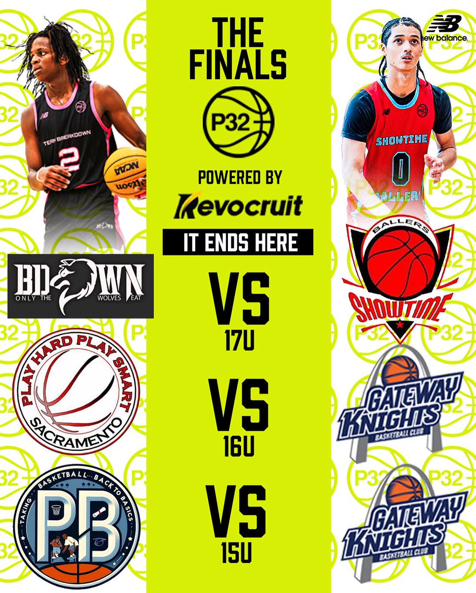 Championship Sunday is HERE and the stage is set.

The P32 League titles are on the line — who’s walking away with the hardware?

17U Championship
Team Breakdown (FL) vs Showtime Ballers – 1:20 PM

16U Championship
Gateway Knights vs PHPS – 12:00 PM

15U Championship
Pure