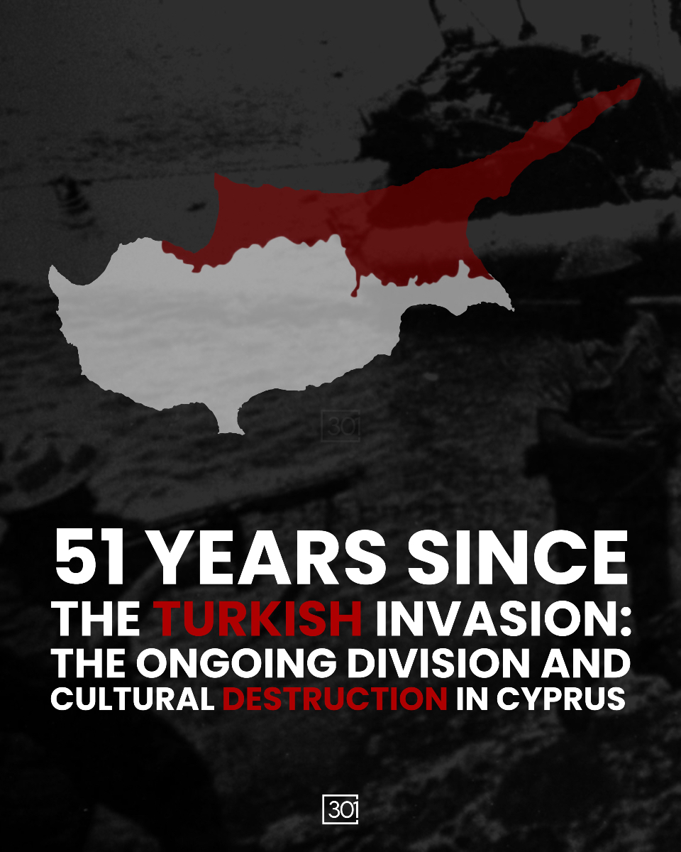 301arm's tweet image. On July 20, 1974, the Turkish military launched a full-scale invasion of Cyprus, leading to the de facto partition of the island into a Greek-controlled south and a Turkish-occupied north. Approximately 37% of the island’s territory fell under Turkish control. In 1983, Ankara…