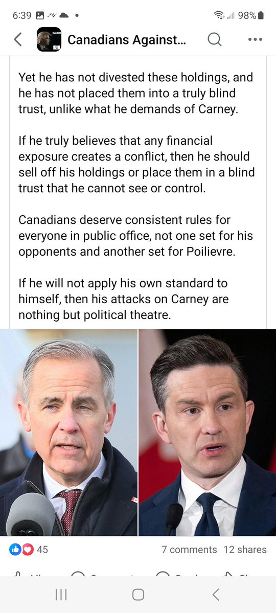 GrandpaKen05's tweet image. Pierre Poilievre goes around telling people that Mark Carney is compromised by stocks he owns. But what about Pierre? Should he not also put these in blind trust?