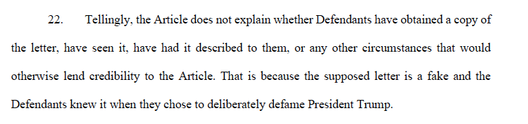 RoScarborough's tweet image. Here are some excerpts from @realDonaldTrump lawsuit against Wall Street Journal, which attributed a naked woman sketch to Trump as Epstein birthday tribute. Fake, says Trump. Who asks why didn't WSJ release "letter."