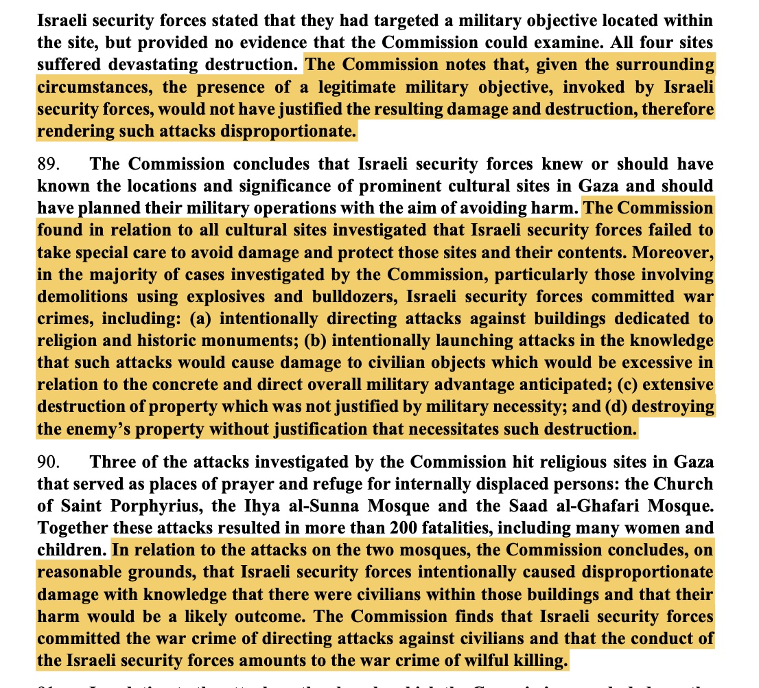 As the Pope says. The UN Commission of Inquiry's report (May 2025, A/HRC/59/26) has recorded these attacks on religious and cultural sites in a recent report that detailed its findings on war crimes and the crime 1/3