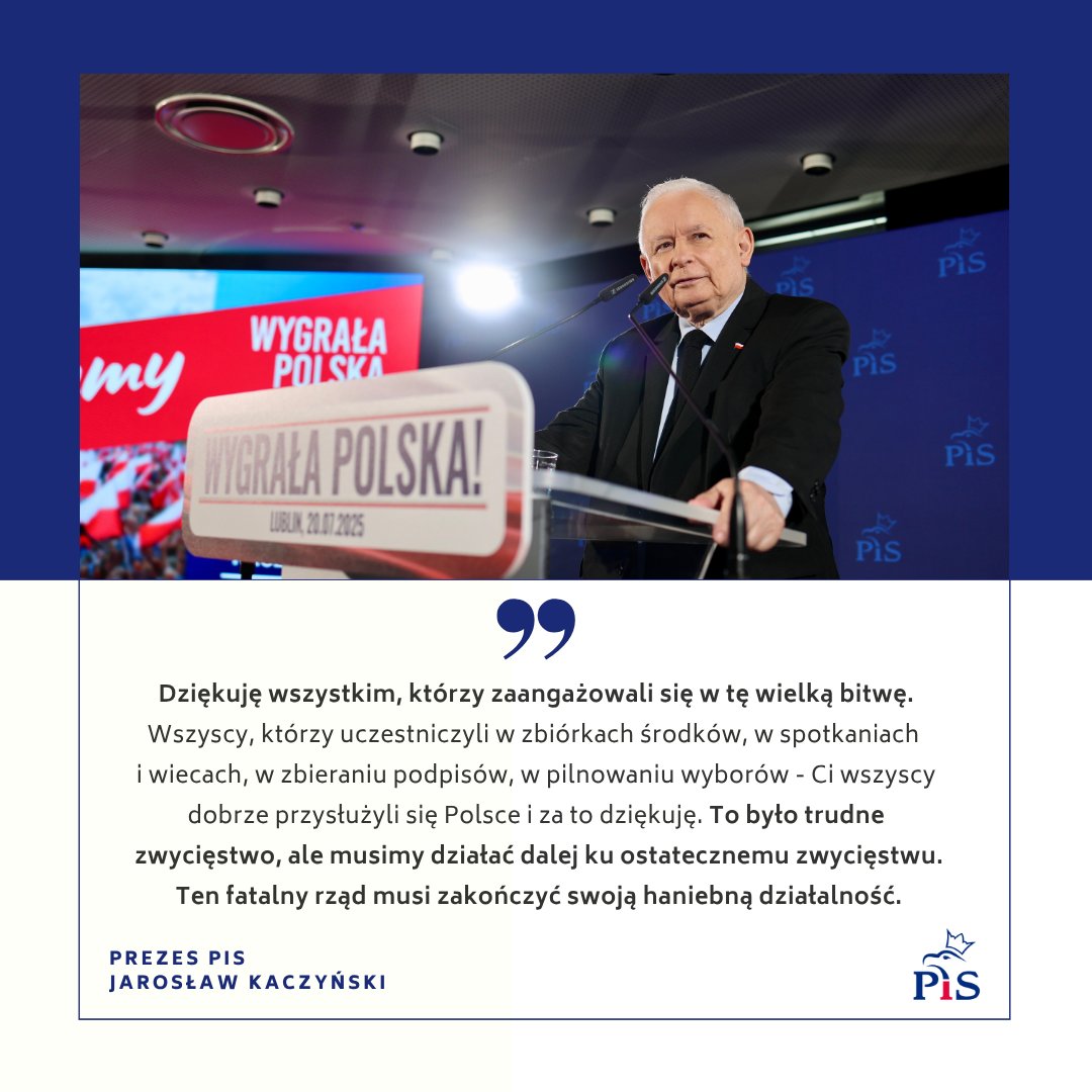 Prawo i Sprawiedliwość (@pisorgpl) on Twitter photo 🔥 To było trudne zwycięstwo, ale musimy działać dalej ku ostatecznemu zwycięstwu. Ten fatalny rząd musi zakończyć swoją haniebną działalność - Prezes PiS <a href="/OficjalnyJK/">Jarosław Kaczyński</a> 👇 #WygrałaPolska 🔥 To było trudne zwycięstwo, ale musimy działać dalej ku ostatecznemu zwycięstwu. Ten fatalny rząd musi zakończyć swoją haniebną działalność - Prezes PiS <a href="/OficjalnyJK/">Jarosław Kaczyński</a> 👇 #WygrałaPolska